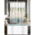 thumbnail image 6 of No Hook Cloth Fabric Shower Curtain with Snap in Liner, Blue Flowers Waterproof Shower Curtains Set with See Through Top Window, Green Eucalyptus Floral Country Beige Bath Curtains Shower 36"x72", 6 of 6