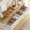 thumbnail image 5 of MARNUR Buffet Cabinet Farmhouse Style, 55" Storage Cabinet with 2 Drawers 4 Doors, Adjustable Shelves for Kitchen Office Bedroom Hallway Entryway, Oak & White, 5 of 12