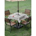 thumbnail image 5 of Square Outdoor Tablecloth with Umbrella Hole Grey Retro Art Outside Table Cloth Waterproof Patio Table Cover Spoon Fork Vintage Farmhouse Wooden Zipper Tablecloths for Picnic Party Camping 60x60 Inch, 5 of 8