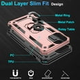 thumbnail image 3 of Compatible for iPhone 12 Case, iPhone 12 Pro Case with HD Screen Protector, Military-Grade Shockproof Protective Phone Case with Magnetic Kickstand Ring for iPhone 12/12 Pro, Rose Gold, 3 of 15