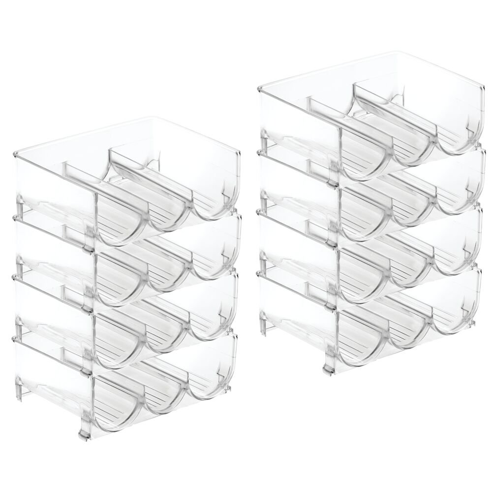 mDesign Plastic Stackable Water Bottle Storage Organizer Rack, 8 Pack