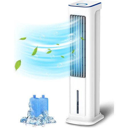 LifePlus Evaporative Cooler Fan, Swamp Bladeless Tower Fan Air Conditioner Portable with Cold Air & Instant Cooling, Top LCD Touch Control Panel, Ideal for Kitchen Bedroom Office