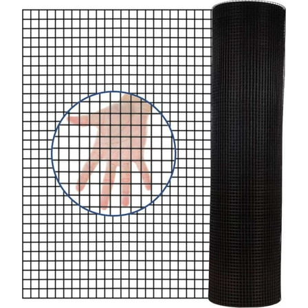 Garden Fence Wire 24 inch×50 ft Black Vinyl Coated Hardware Cloth, 21 Gauge 1/4 inch Black PVC Hardware Cloth, Black Welded Wire Fence Supports Poultry-Netting Cage-Home Improvement and Chicken Coop,