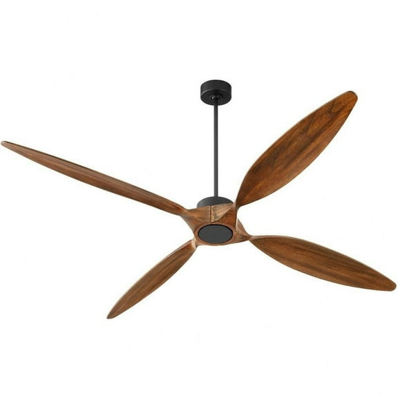 Vallenders Road 4 Blade Wifi Ceiling Fan in Soft Contemporary Style-15.5 inches Tall and 80 inches Wide-Matte Black Finish-Walnut Blade Color Bailey