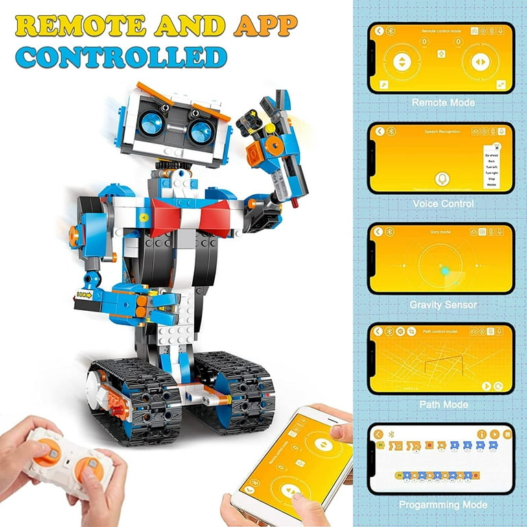 YESHIN Robot Building STEM Toys: 5 in 1 STEM Projects for Kids Ages 8-12,  Remote & APP Control Educational Coding Kit, DIY Rechargeable Robot Gifts