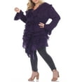 thumbnail image 3 of Simply Couture Women's Plus Size Lace Mixed Media Ruffle Button Up Cardigan Sweater, 3 of 3