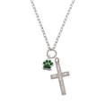 thumbnail image 2 of Delight Jewelry Silvertone Small Green Paw I Set You Apart Engraved Cross Zoey Necklace, 28", 2 of 4