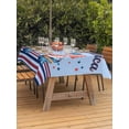 thumbnail image 3 of Outdoor Tablecloth with Umbrella Hole for Patio/Picnic/Party/Camping, American Ice Cream Waterproof Table Cloth Rectangle Table Cover Washable, USA Flag Blue Red Striped (60"x 120"), 3 of 9