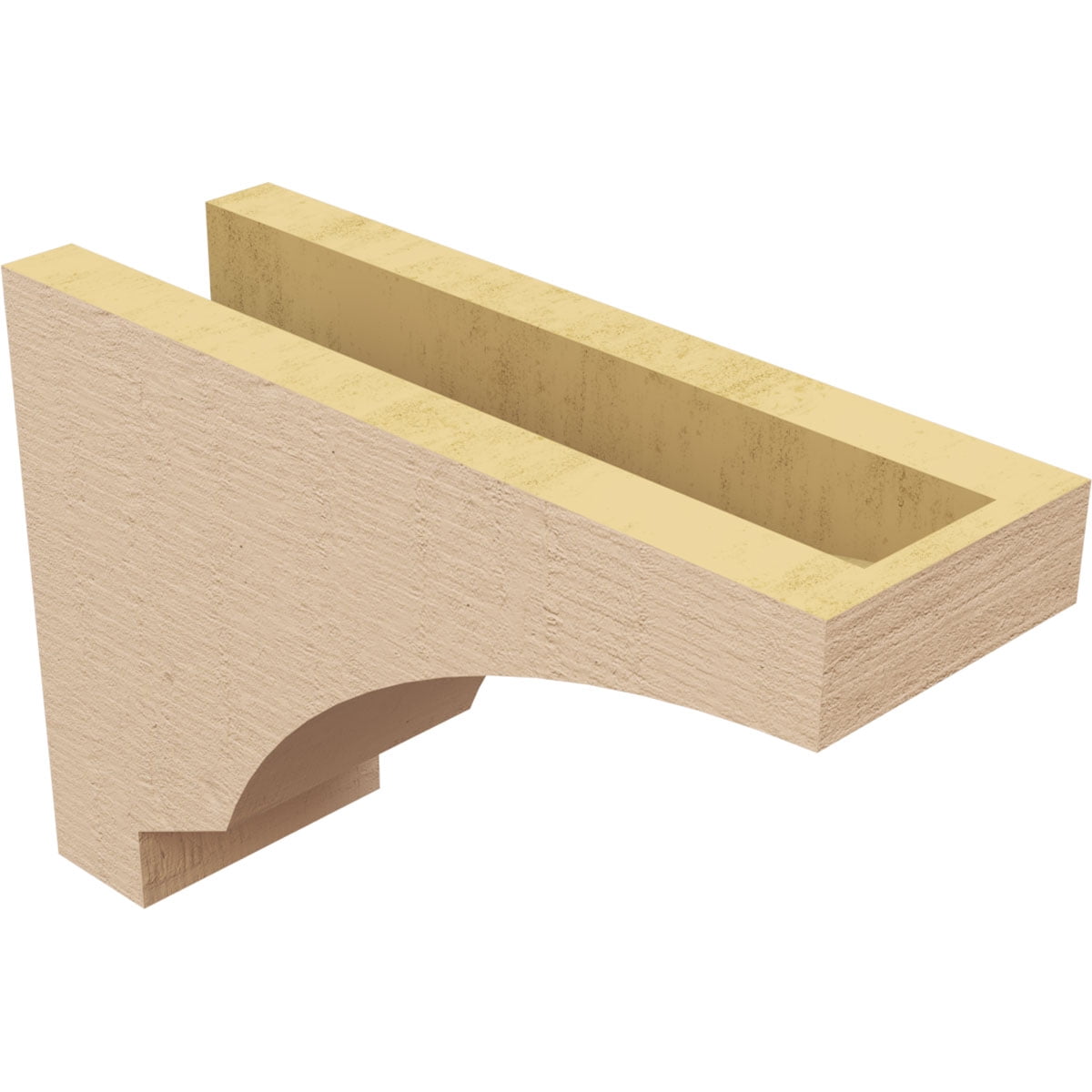 4"W x 12"D x 8"H Classic Moab Rough Cedar Woodgrain TimberThane Corbel, Primed Tan