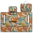 thumbnail image 4 of COEQINE Fold-and-Carry Golf Cart Seat Cover, Bag-Style Handle for Easy Carry, Universal Fit Quilted Padding, 4 Pockets, Fits for EZGO Yamaha Club Car, Groovy Hippie Floral, 4 of 8