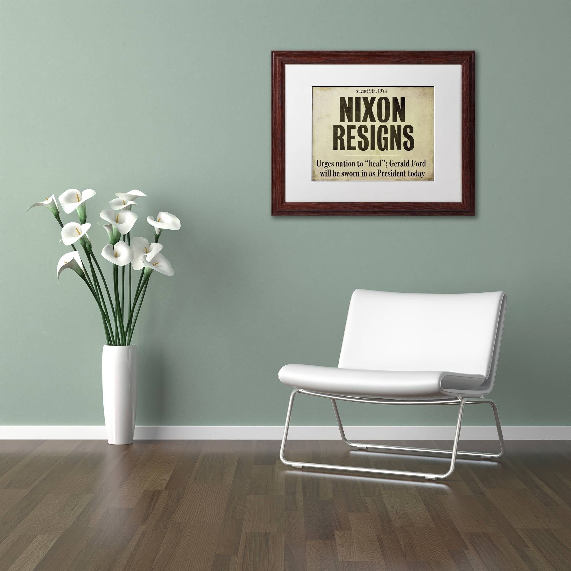 Trademark Fine Art "Nixon" Canvas Art by Color Bakery White Matte, Wood Frame