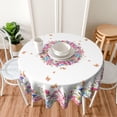 thumbnail image 2 of Round Tablecloth 60 Inch, Spring Flower Butterfly Floral Table Cloth for Rustic Farmhouse Kitchen Decor, Wipeable Polyester Fabric Table Cover for Outdoor Holiday Party, 2 of 6