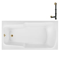 Streamline N-4210-727-BGL 72 in. x 36 in. Acrylic Soaking Drop-In Bathtub in Glossy White, With External Drain in Brushed Gold