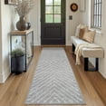 thumbnail image 3 of FairOnly Modern 2'x8'Runner Rug with Symmetrical Fine Lines Machine Washable Low Pile Non-Slip Geometric Rugs for Bedroom Kitchen,Light Grey, 3 of 7