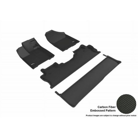 3D MAXpider 2017-2023 Fits Honda Ridgeline 1st Row 2nd Row 3rd Row Kagu Carbon Fiber Embossed Pattern Black Floor Mat L1HD08301509
