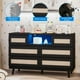 thumbnail image 3 of QinaQin Cómoda de ratán con 6 cajones, luz LED y estación de carga, mueble tipo TV para recámara, sala, entrada o cuarto de bebé, 3 of 7