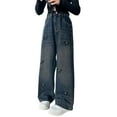 thumbnail image 2 of ATOGUTA Girls Baggy Jeans Elastic High Waist Wide Leg Loose Denim Jeans Pants Tween Clothes for Girls Size 5T-15, Blue, 2 of 6