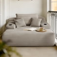 thumbnail image 3 of Leumius Boneless Couch, Lounge Chair corduroy with Wide Armrest & Throw Pillows, Cozy Boneless Sleeper Sofa Bed Armchair with Cup Holder for Living Room, Bedroom, No Assembly Required,Coffee, 3 of 9