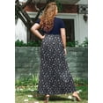 thumbnail image 5 of SHOWMALL Women's Plus Size Summer Beach Dress Maxi Navy Blue Clustered Floral 4X Short Sleeves Crewneck Casual Bohemian Sun Dress Full-Length Floral Long Dresses with Pockets, 5 of 5