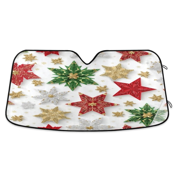 Iauyy Foldable Windshield Sun Shade for Cars, Interior Sun Protection for car UV Protection for Sedan/SUV/Truck, (S/M/L) Green and Golden Snowflakes