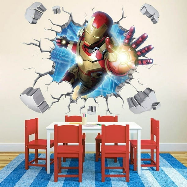 Sticker 3D Iron Man perçant le mur