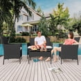 thumbnail image 3 of Garvee 4 Pieces Patio Furniture Sets, Outdoor Wicker Conversation Sets with Soft Cushion and Glass Table, All Weather Manual Rattan Chairs for Garden, Terrace, Porch, Lawn, Poolside, Black and Beige, 3 of 10