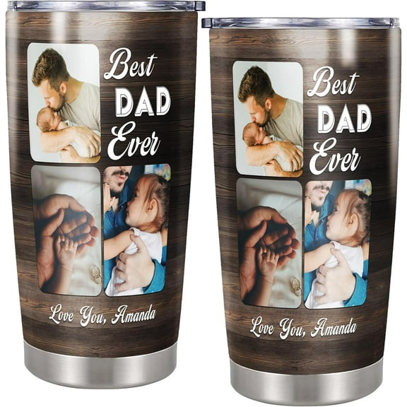 Personalized Tumbler with Picture Tumbler Customize Photos Text Insulated Cups Travel Coffee Mug Stainless Steel 20 oz Gifts for Dad Fathers Day
