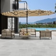 thumbnail image 2 of EastVita 15 FT Double Sided Patio Umbrella with LED Lights Heavy Duty Waterproof and Windproof Umbrella for Poolside Lawn and Backyard Beige, 2 of 5