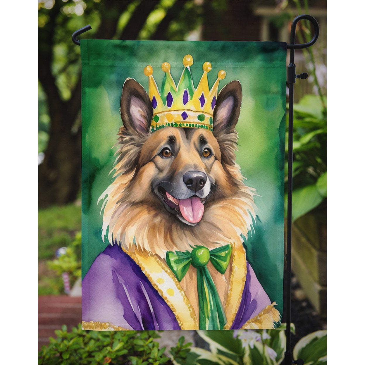 Belgian Tervuren King of Mardi Gras Garden Flag 11.25 in x 15.5 in