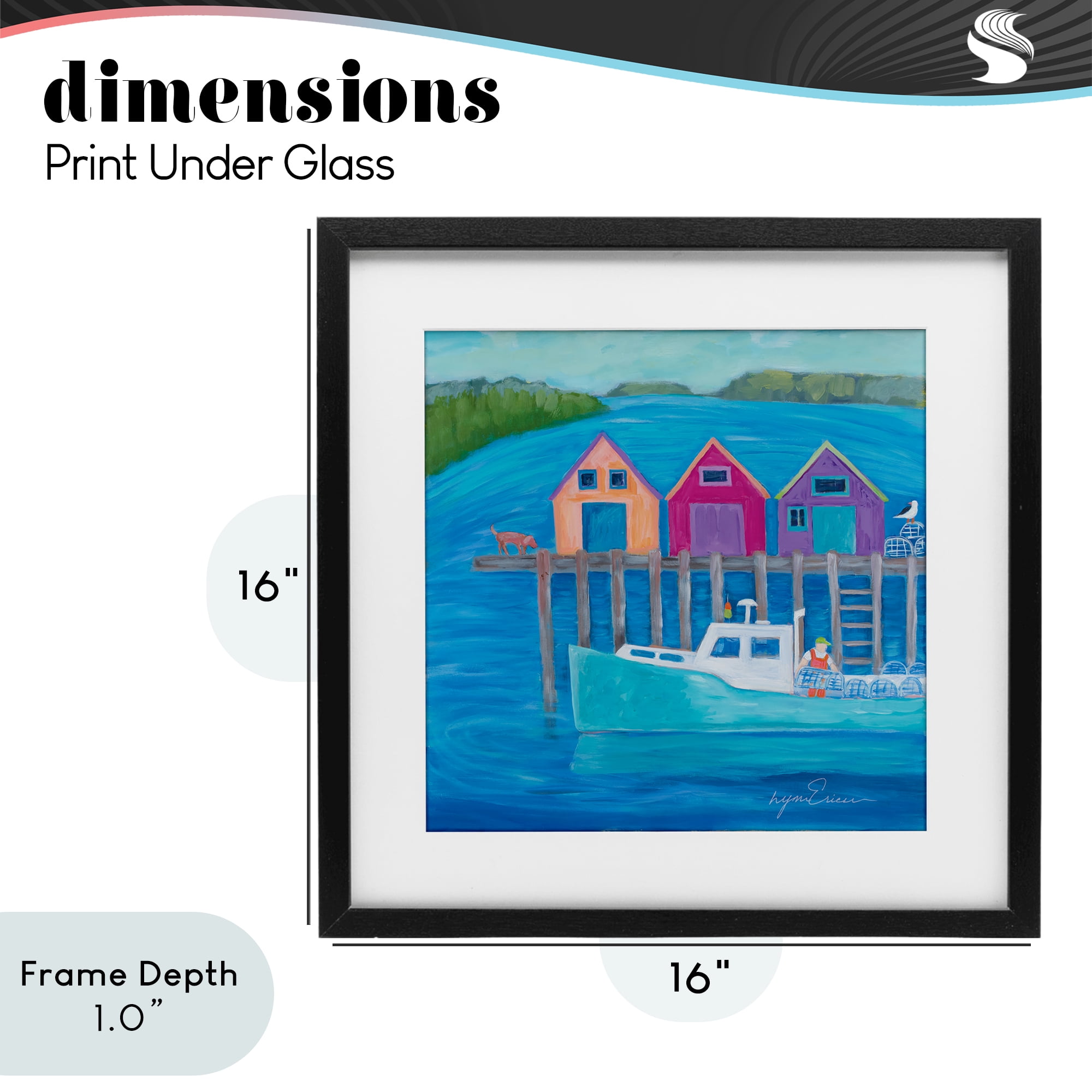 Stupell Industries Work Day at Seaside Village Black Framed Print Under Glass, design by Lynn Ericson Fine Art