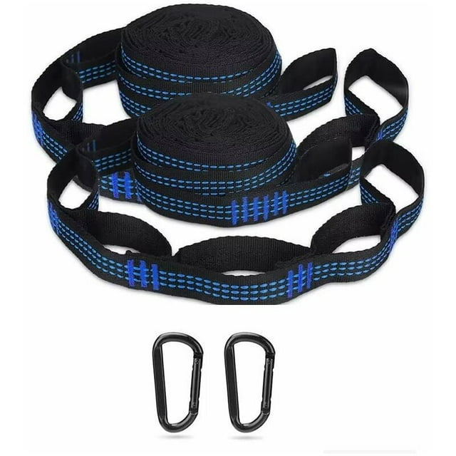Sangles de Hamac pour Hamac, Fauteuil Suspendu, Balançoire, Fixation Hamac de Camping, Randonnée, Extérieur avec 2 Cordes Hamac + 2 Mousquetons à Crochets,