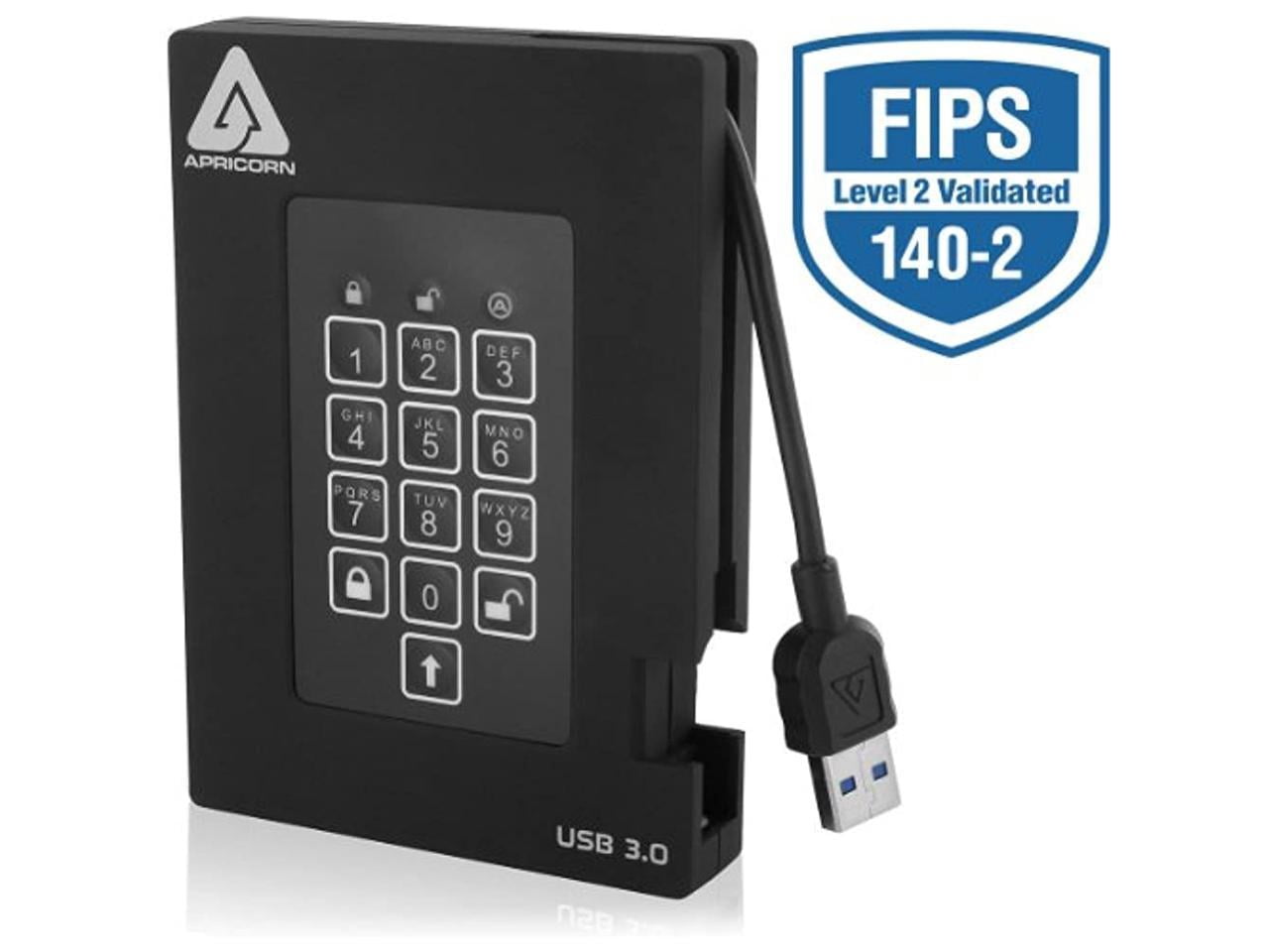 Apricorn Aegis Padlock Fortress A25-3Pl256-S2000f 2 Tb Solid State Drive - 2.5" External - Black