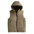 thumbnail image 3 of QATAINLAV Men's Removable Hood Puffer Vest Solid Color Zip-Up Collar Sleeveless Jacket Outdoor Casual Quilted Coats with Pockets, Khaki, XXXXXL, 3 of 4
