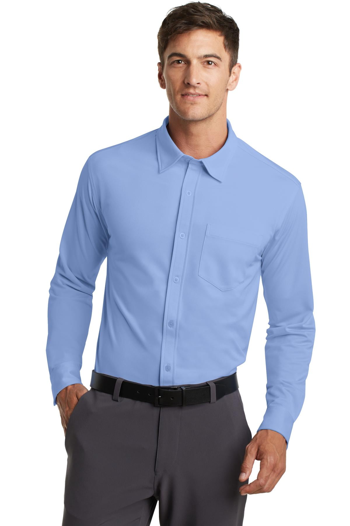 Port Authority Dimension Knit Dress Shirt-M (Dress Shirt Blue