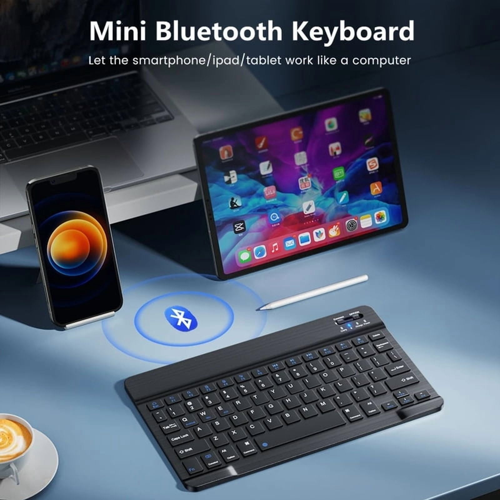 Spanish & English Bluetooth Wireless Keyboard and Mouse Set - Compatible with iPad, Mac, PC, Tablets, Phones & Laptops 10-inch