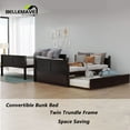 thumbnail image 5 of BELLEMAVE Full Over Full Bunk Bed, Wood Bunk Bed Frame with Twin Trundle, Fence Shaped Guardrails, Ladder, Headboard, Convertible into 2 Bed, Full Bunk Bed for Adult, Teens (Espresso), 5 of 13