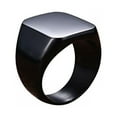 thumbnail image 3 of Fashion Rings Square Big Width Signet Rings Titanium Steel Man Silver Black Men Ring Jewelry Size 7-12, 3 of 9