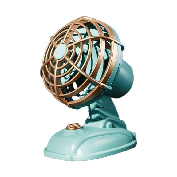 deevoka Small USB Desk Fan Lightweight Retro Portable Mini Fan for Office Home Beach Blue