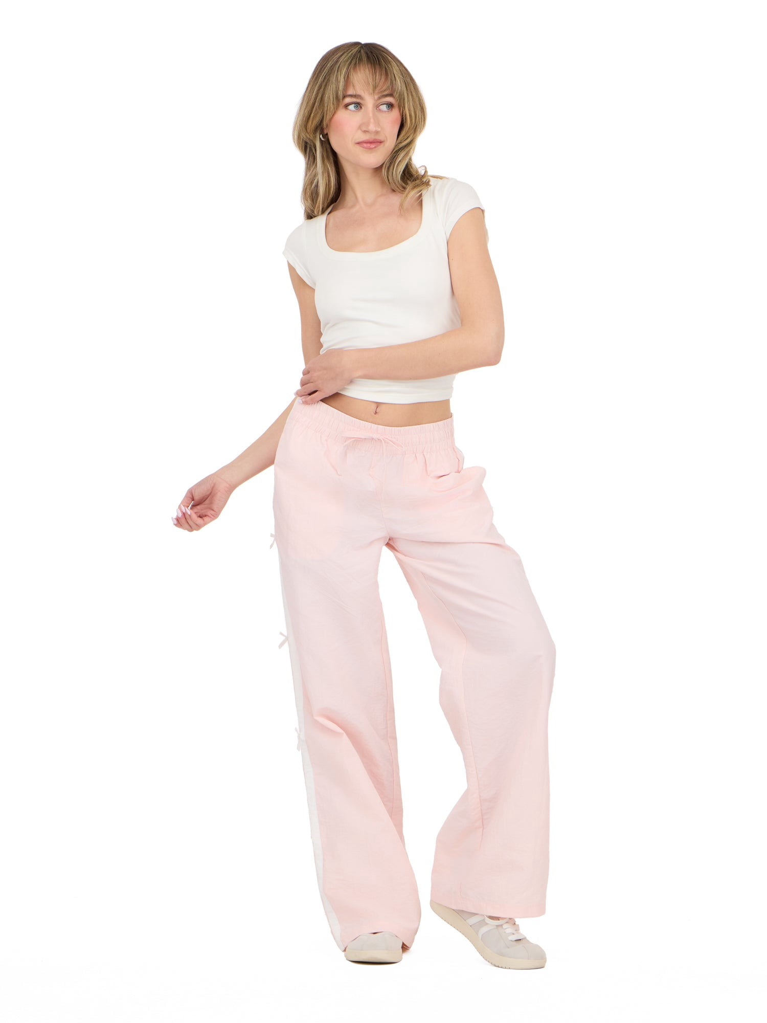 Forever 21 Women's Nylon Wide Leg Pant with Side Stripes, Sizes XS-XL