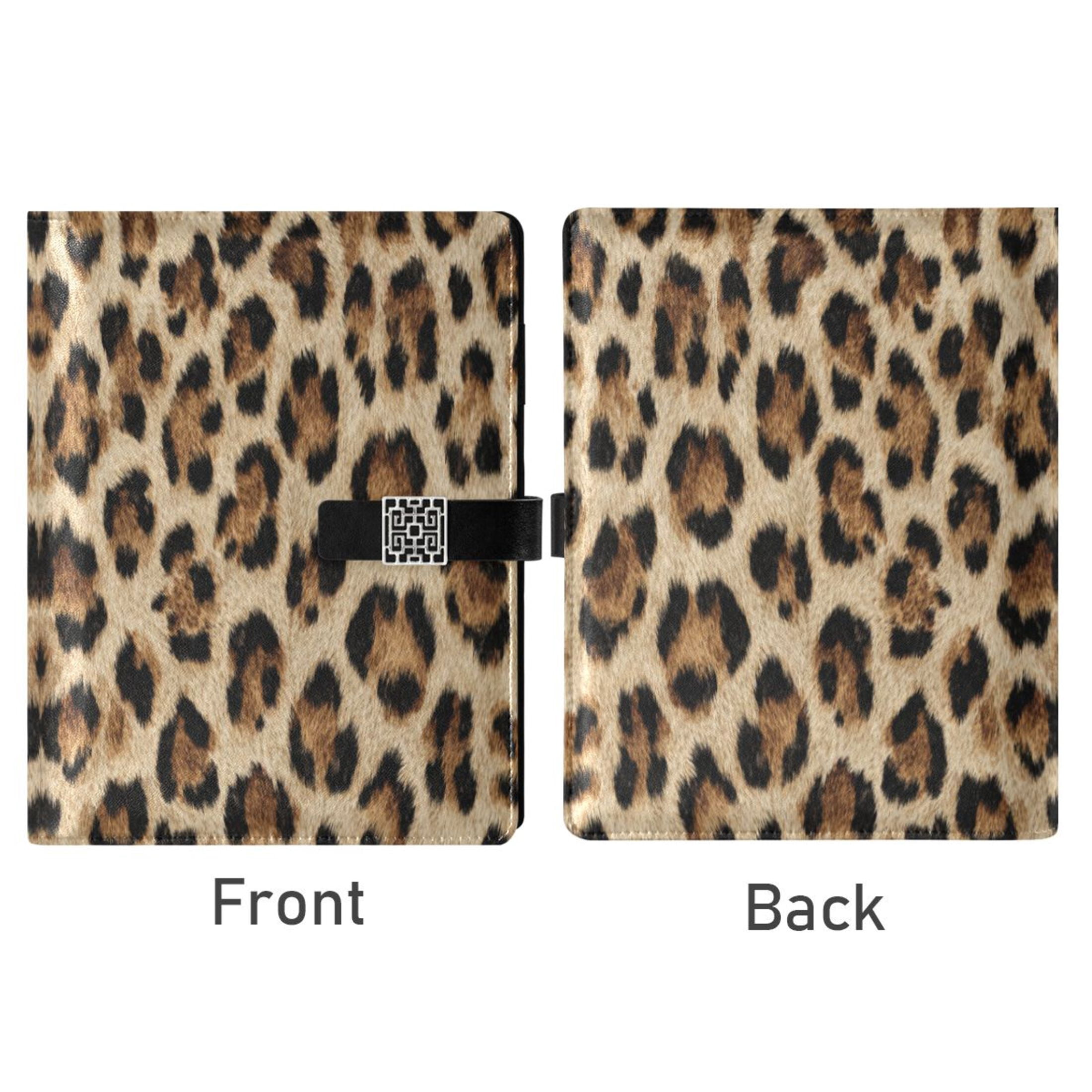 Leather Planner Leather Notebook Notebook Journal Binder Design Pen Pocket Design Convenient for Storage Leopard Pattern