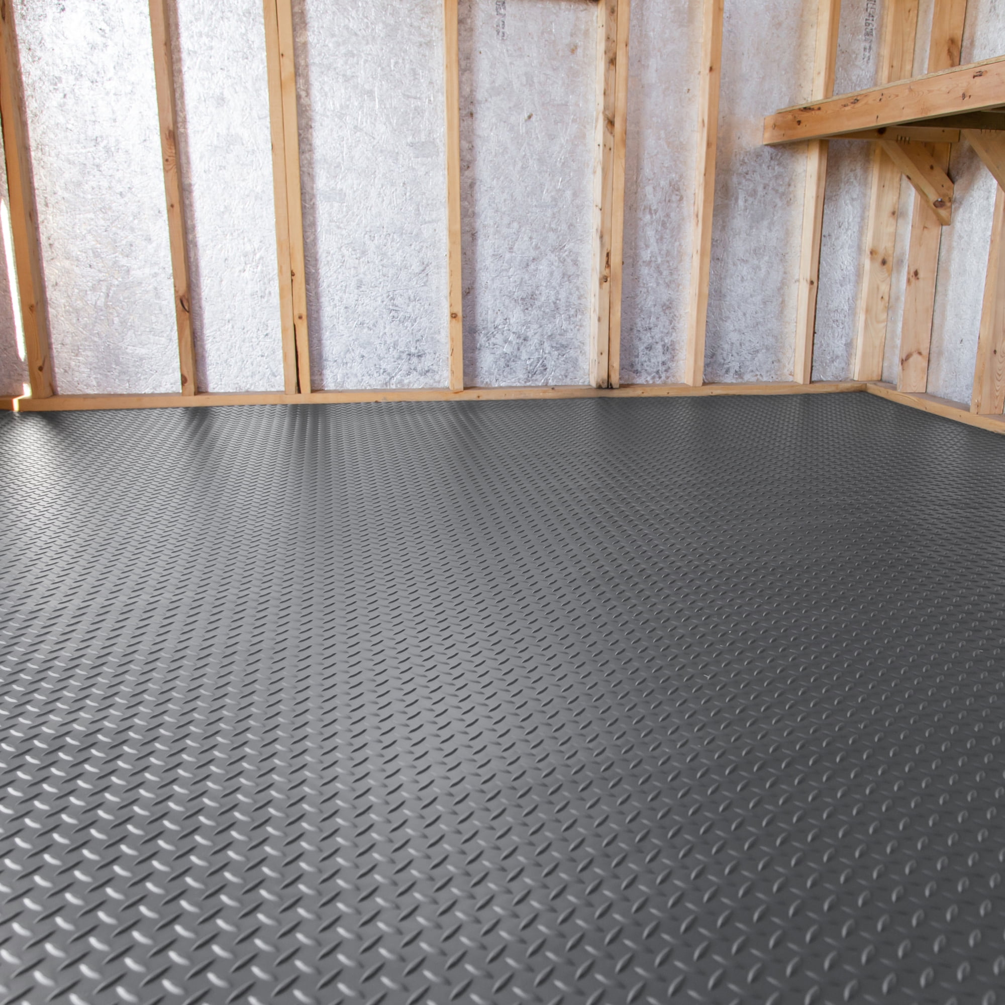 G-Floor Diamond Tread Vinyl Shed Flooring Cover - Slate Grey