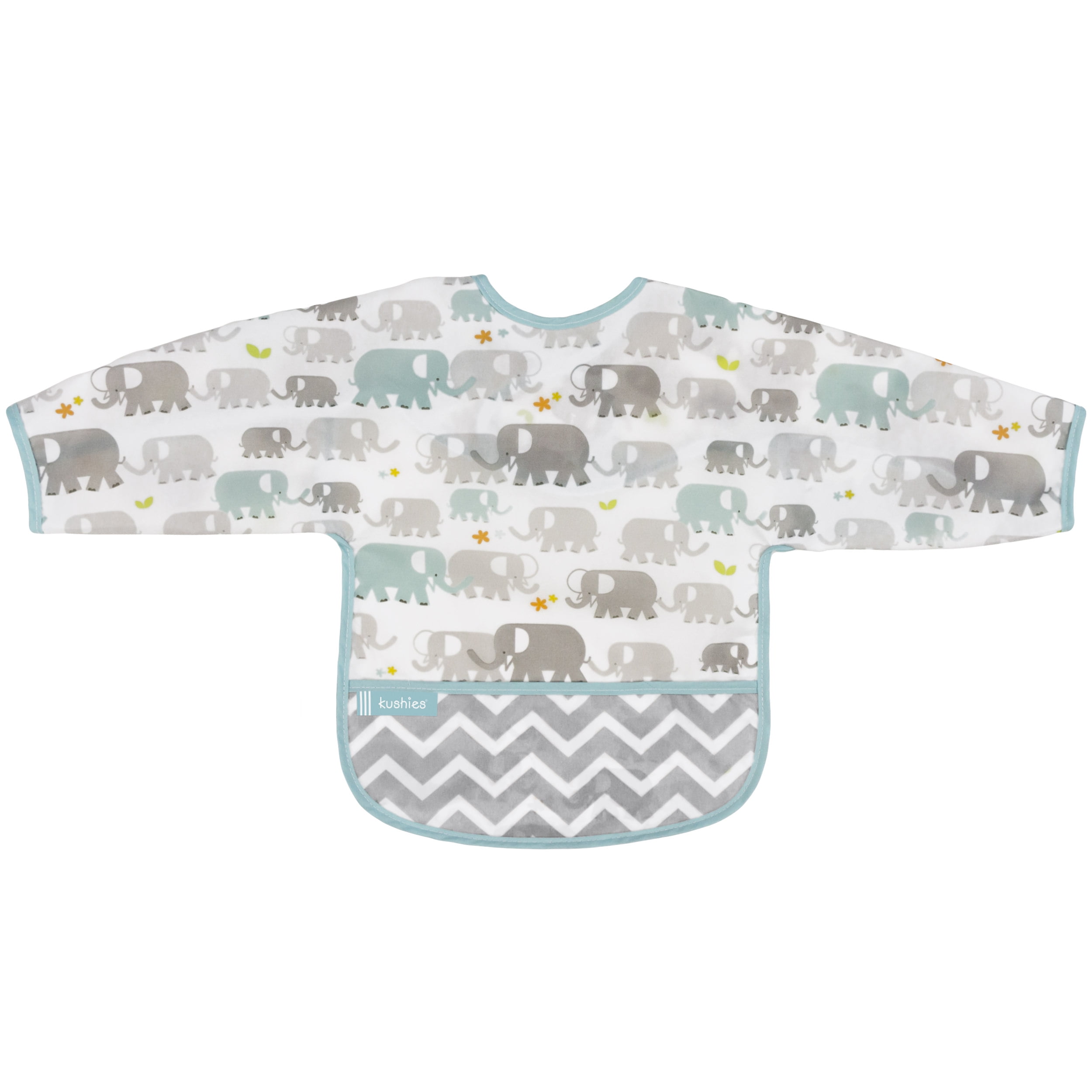 Kushies Cleanbib with Sleeves 12-24M White Elephants