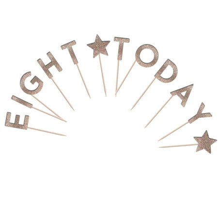 Eight Today Cupcake Toppers Glitter Cardstock Set of 12 pcs