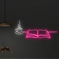 thumbnail image 2 of Handmadetneonsign Custom Book Coffee Cup Neon Sign, Read Book Drink Tea Neon Light, Bookworm LED, 2 of 5