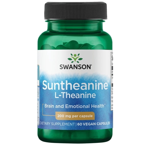 Swanson Amino Acid Double Potency Suntheanine L-Theanine 200 Milligrams 60 Veg Capsules