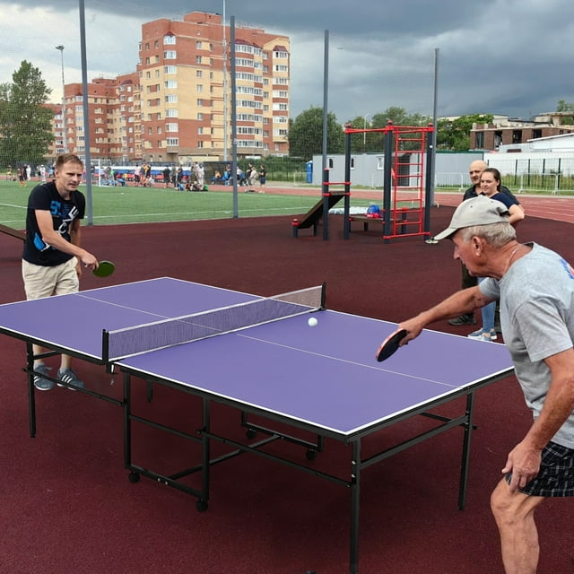 Portable Table Tennis Tables, Outdoor Ping Pong Table, Foldable Ping Pong Game Set for Indoor Outdoor, Ping Pong Tennis Table Top with Net 2 Paddles 3 Balls