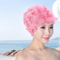 thumbnail image 3 of Flower Swim Caps Women Durable Trendy Ladies Soft Gorros de baño para todos los niveles de Rosa Zulema Gorra de baño, 3 of 8