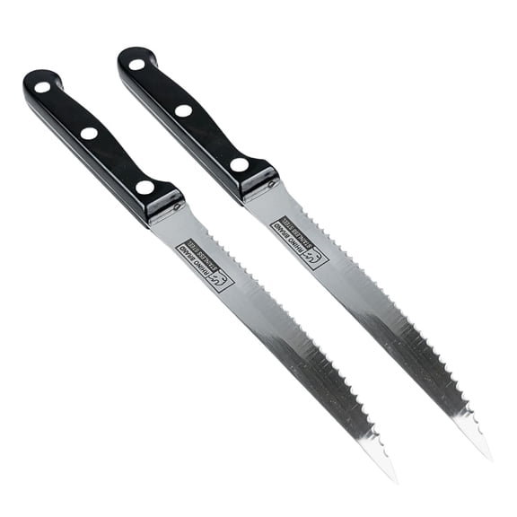ToolUSA KITCHEN DIVA 2 Pack 8.5" Premium Serrated Steak Knives Stainless Steel Construction 4.5" Razor Sharp Serrated Blades with 4" Ergonomic Handle A Perfect Addition To Your Cutlery Sets
