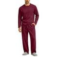 thumbnail image 2 of HAJWOH Mens Pajama Set Long Sleeve Soft Sleepwear with Pocketsand Elastic Drawstring, Comfortable Loungewear for Sleeping, 2 of 5