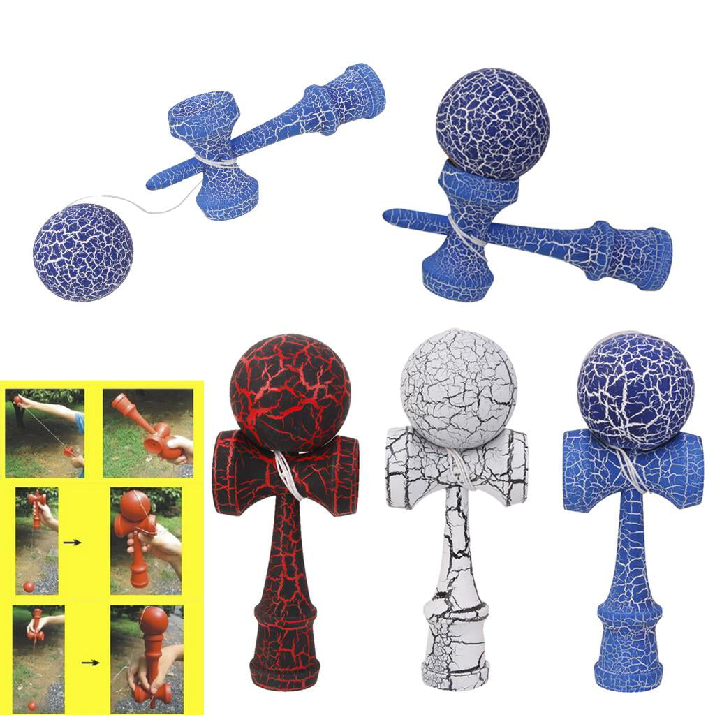 Japaese Traditional Crack Paint Wooden Kendama Toys Kids Educational Toy Red 